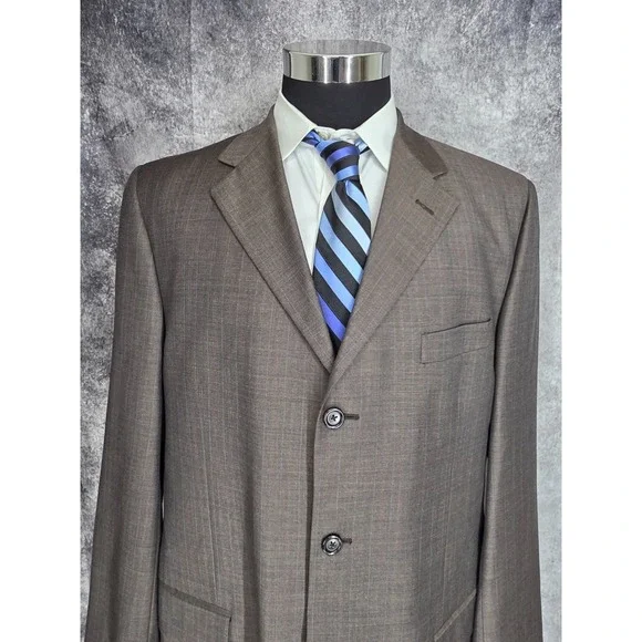 Pronto Uomo 2 Piece Suit‎ Mens 43R Brown Super 120's Wool Cashmere Pants 34x30